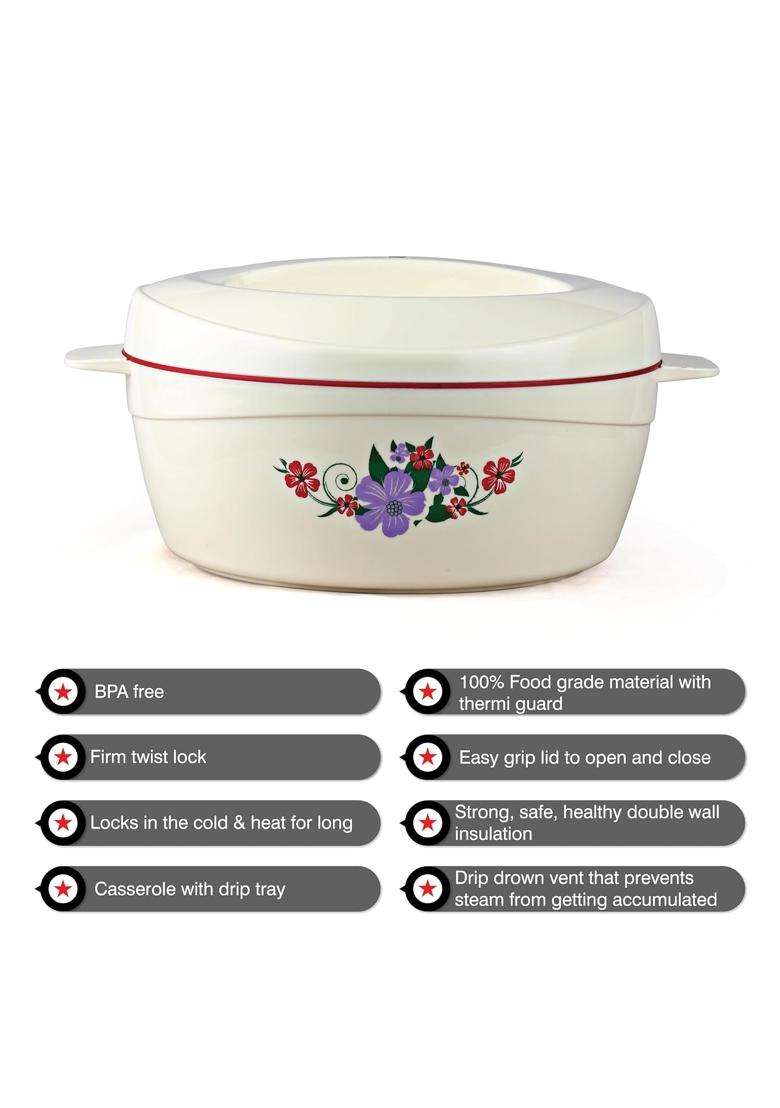 CELLO Roti Plus Insulated Casserole Hot Pot Box Case with Lid Red | 2500 ml | 84.5 fl oz | BPA Free - Indya