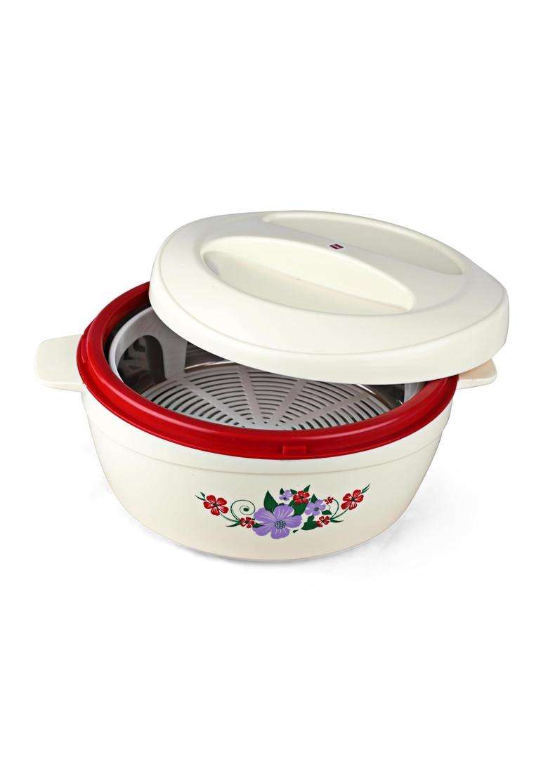 CELLO Roti Plus Insulated Casserole Hot Pot Box Case with Lid Red | 2500 ml | 84.5 fl oz | BPA Free - Indya