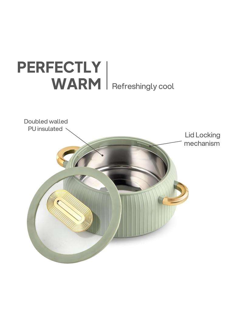CELLO Castella Deluxe 1000 Insulated Steel Casserole Hot Box for Kitchen | 1000 ml | 33.8 fl oz - Indya