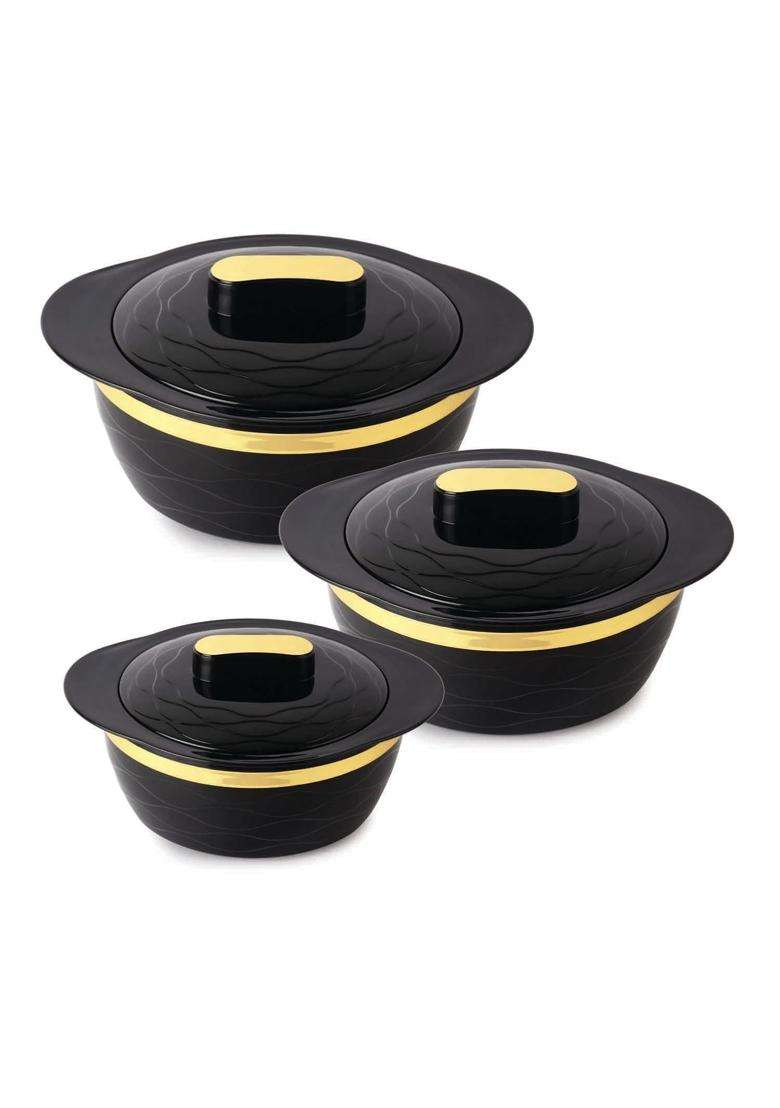 CELLO Gold Crust Insulated Casserole | 500 ml | 16.9 fl oz | 3-Piece Set - Indya