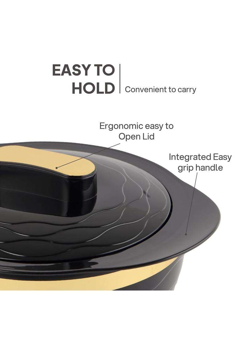 CELLO Gold Crust Insulated Casserole | 500 ml | 16.9 fl oz | 3-Piece Set - Indya