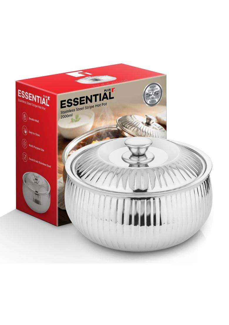 BERGNER Essential Plus Stainless Steel Stripe Hot Pot | 2000 ml | 67.6 fl oz | Insulated | Food Safe - Indya