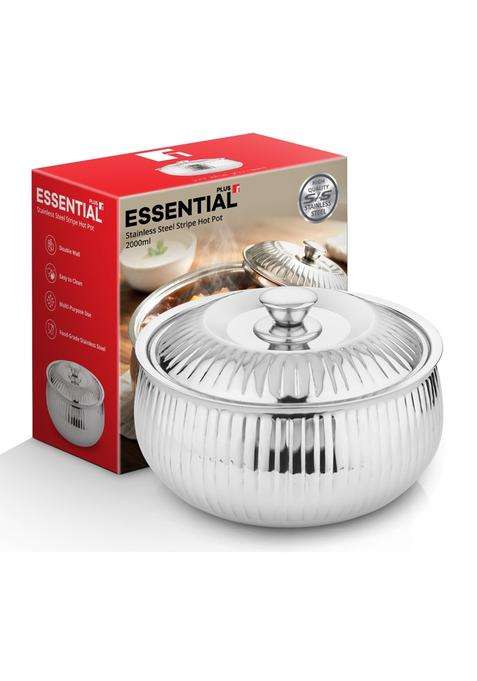 BERGNER Essential Plus Stainless Steel Stripe Hot Pot | 2000 ml | 67.6 fl oz | Insulated | Food Safe