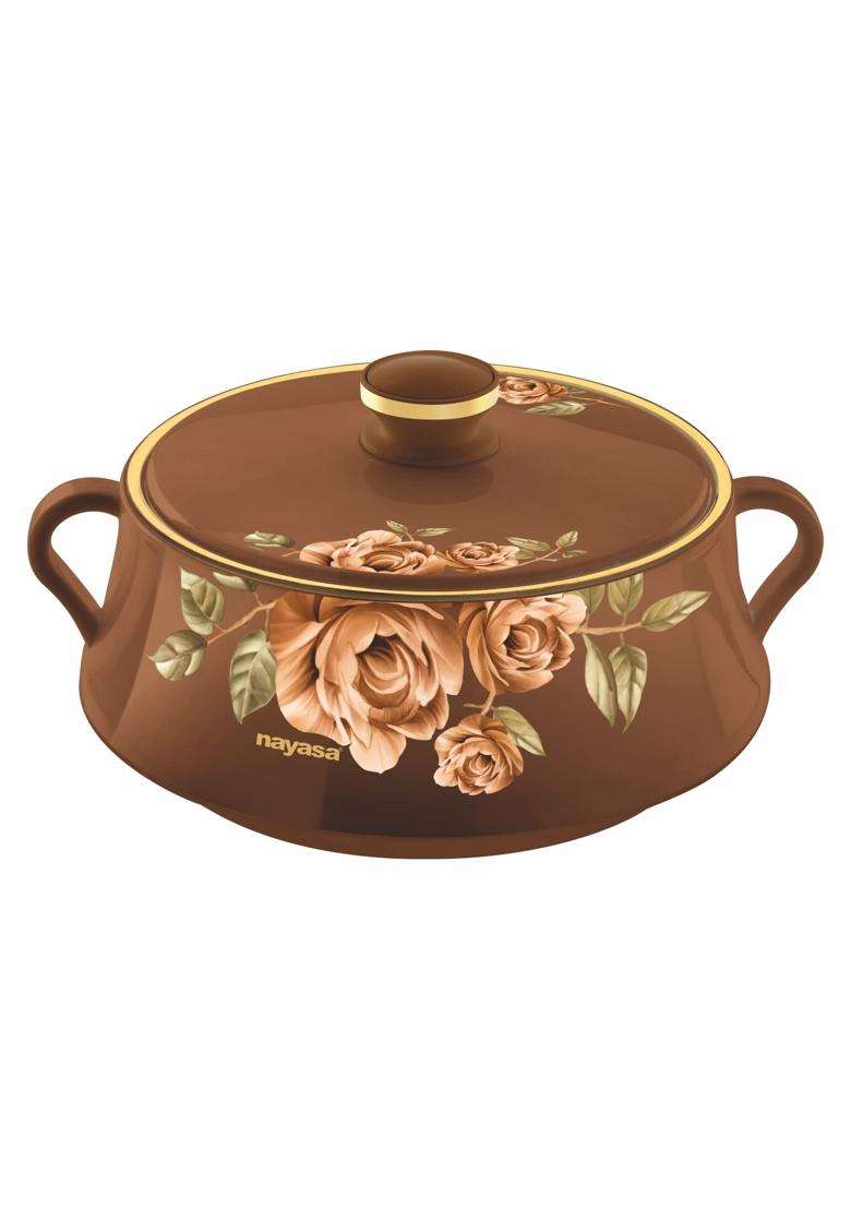 Nayasa Lorenzo Insulated Inner Stainless Steel Casserole | 1500 ml | 50.7 fl oz | With Lid - Indya