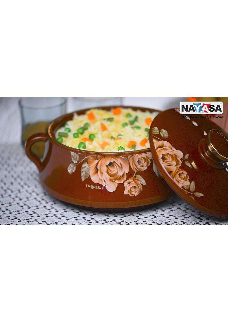 Nayasa Lorenzo Insulated Inner Stainless Steel Casserole | 1500 ml | 50.7 fl oz | With Lid - Indya