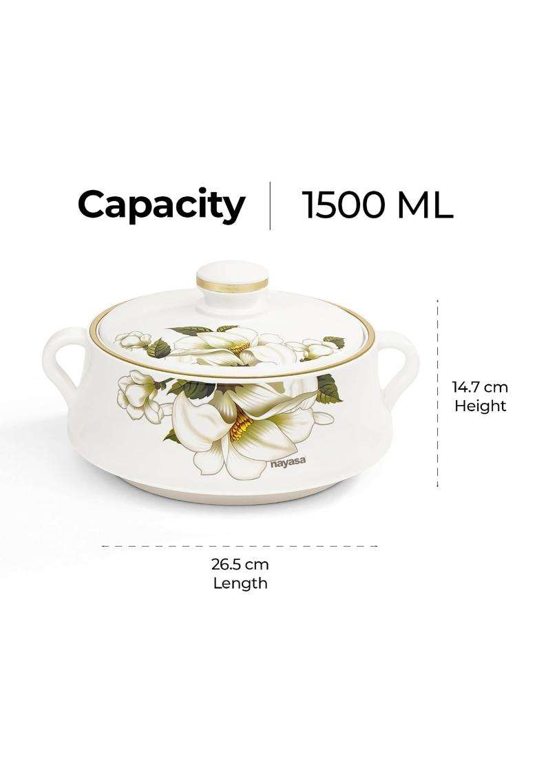 Nayasa Lorenzo Insulated Inner Stainless Steel Casserole | 1500 ml | 50.7 fl oz | With Lid - Indya