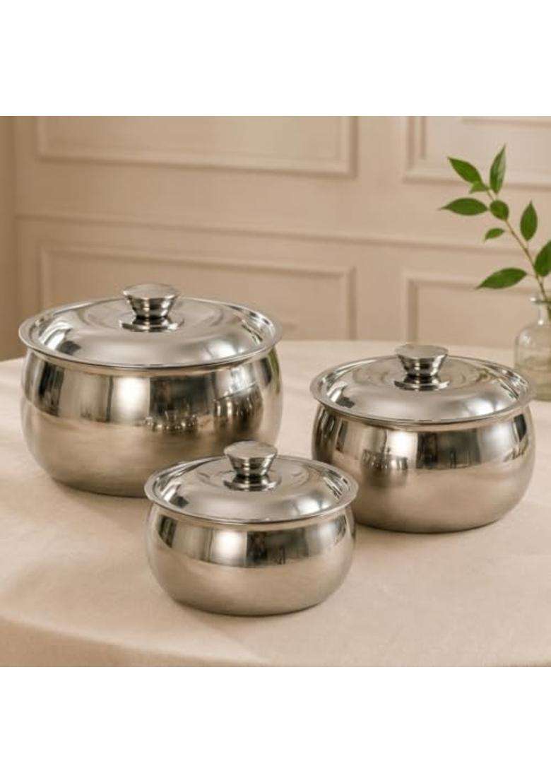 Nestasia Stainless Steel Insulated Casserole with Lid | 1000 ml | 33.8 fl oz | 3-Piece Set | BPA Free | Food Safe | Rust Resistant - Indya
