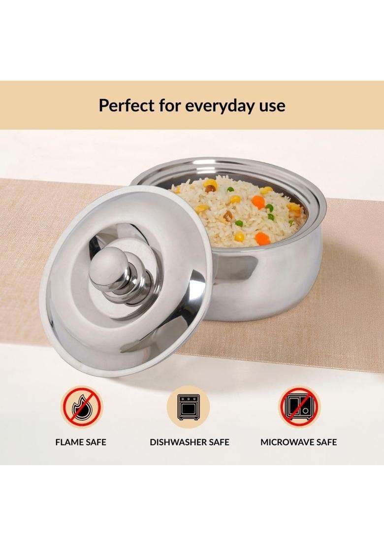 Nestasia Stainless Steel Insulated Casserole with Lid | 1000 ml | 33.8 fl oz | 3-Piece Set | BPA Free | Food Safe | Rust Resistant - Indya