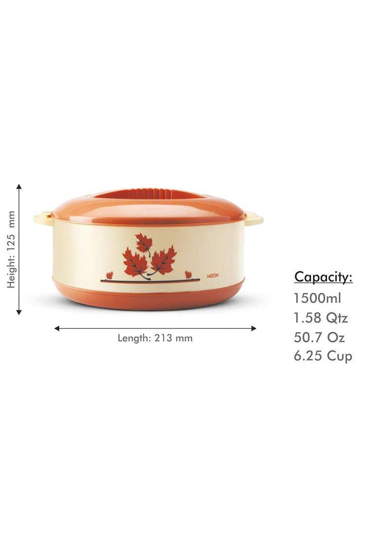 MILTON Orchid 1500 Inner Steel Casserole | 1260 ml | 42.6 fl oz | BPA Free | Insulated | Food Safe - Indya