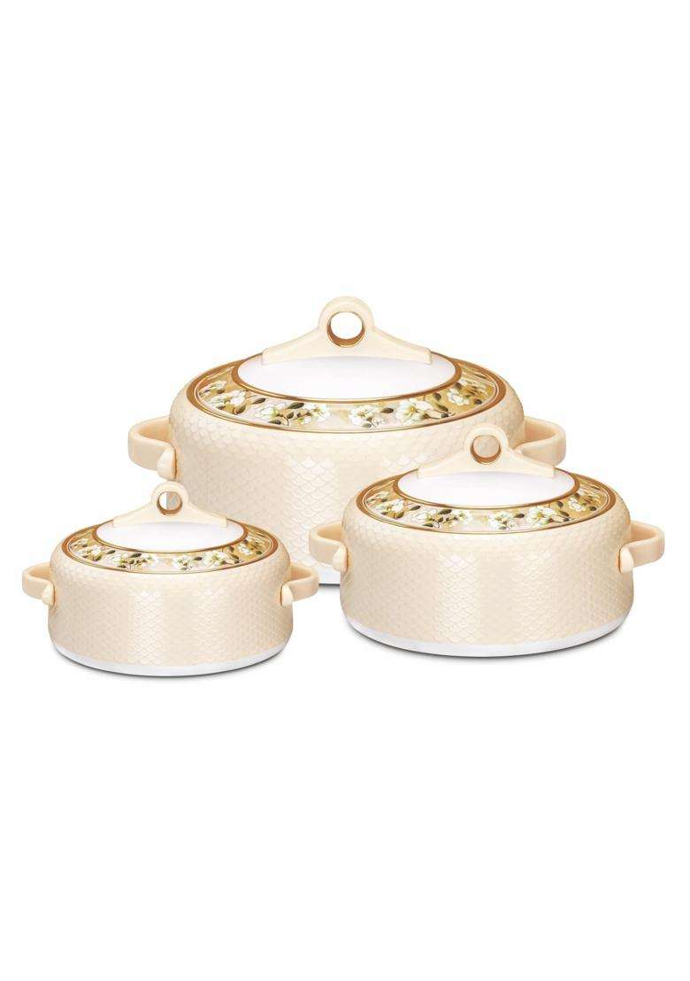 Nayasa Coral Insulated Inner Stainless Steel Casserole | 1000 ml | 33.8 fl oz | 3-Piece Set - Indya