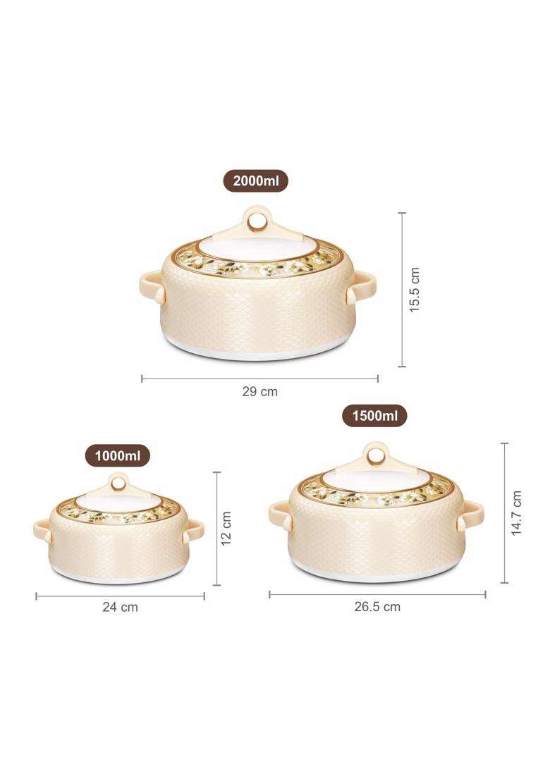 Nayasa Coral Insulated Inner Stainless Steel Casserole | 1000 ml | 33.8 fl oz | 3-Piece Set - Indya