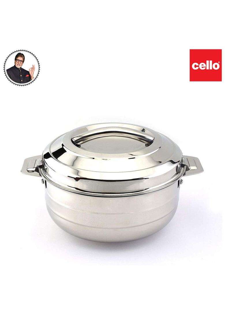 CELLO Lumina Insulated Casserole Hot Pot for Kitchen Silver | 5000 ml | 169.1 fl oz - Indya