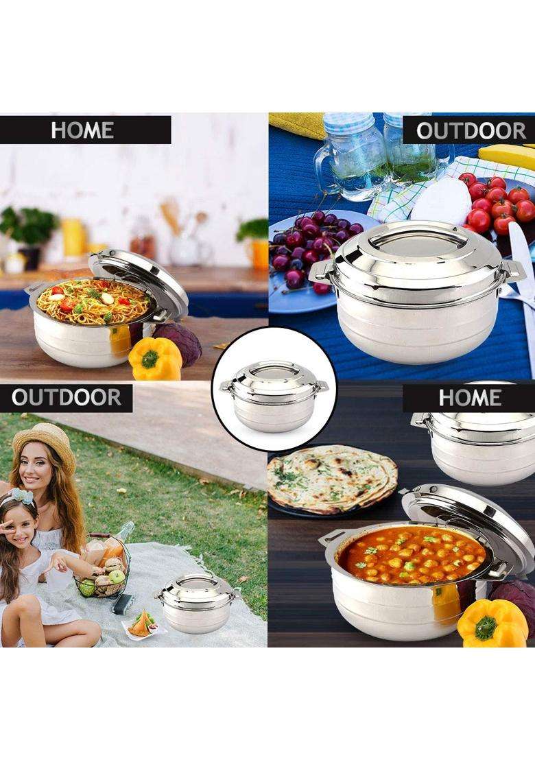 CELLO Lumina Insulated Casserole Hot Pot for Kitchen Silver | 5000 ml | 169.1 fl oz - Indya