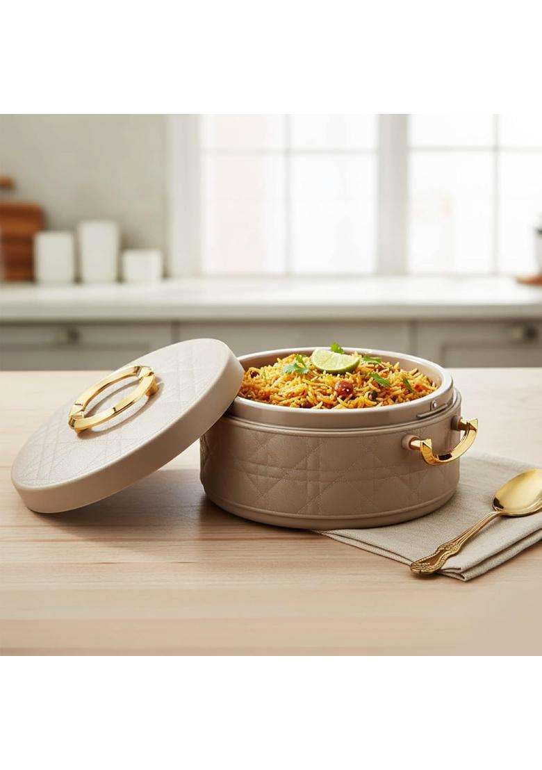 CELLO Ornetto 2000 Insulated Steel Casserole Hot Box for Kitchen Brown | 2000 ml | 67.6 fl oz - Indya