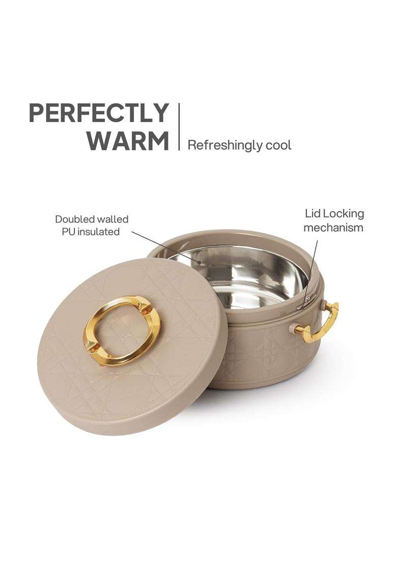 CELLO Ornetto 2000 Insulated Steel Casserole Hot Box for Kitchen Brown | 2000 ml | 67.6 fl oz - Indya