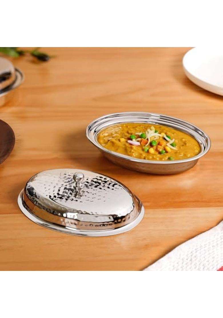 Nestasia Stainless Steel Insulated Casserole | 1500 ml | 50.7 fl oz | BPA Free | Hammered Finish | With Lid | Food Safe - Indya