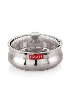 HAZEL Stainless Steel Roti Casserole with Glass Lid | 2.5 L | 2.6 Qt