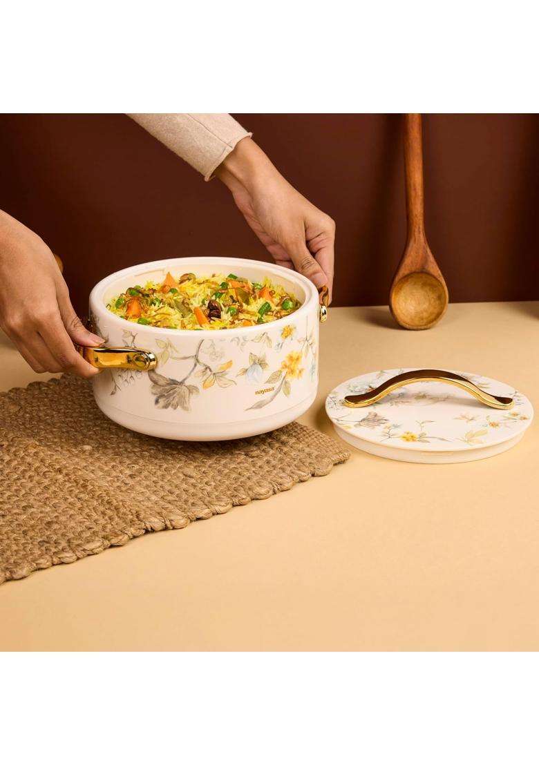 Nayasa Bethany Insulated Inner Stainless Steel Casserole | 1500 ml | 50.7 fl oz | BPA Free | Food Safe - Indya