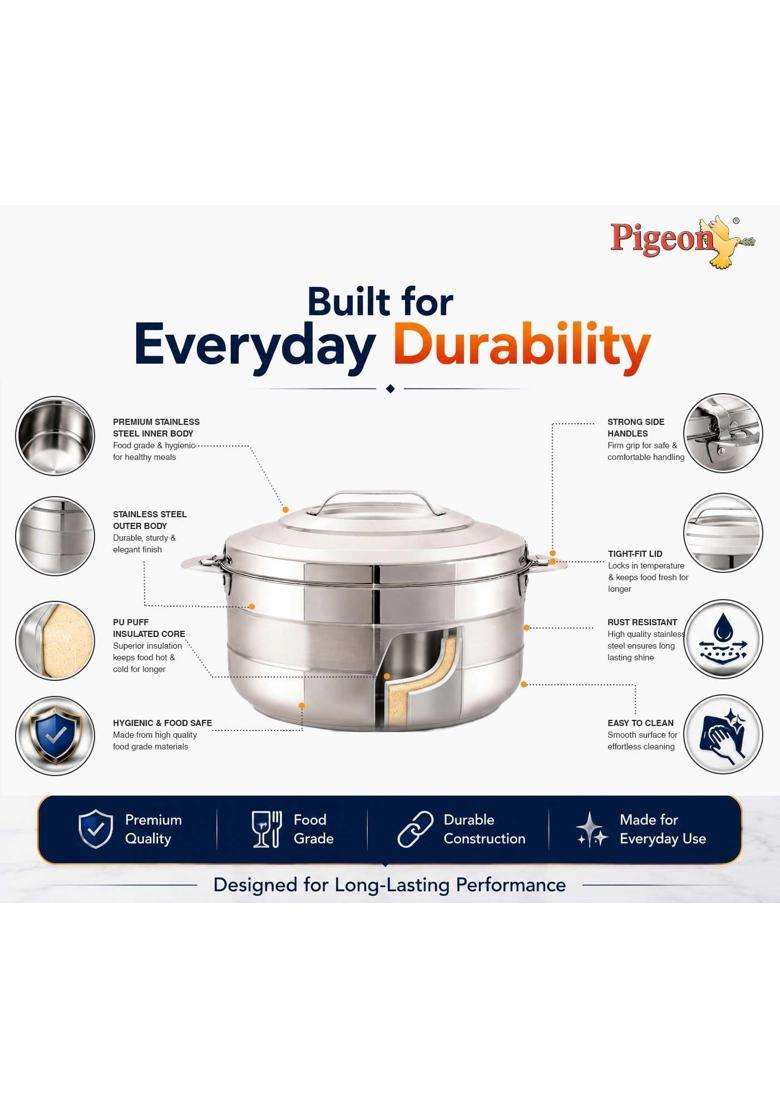 Pigeon Galaxy Stainless Steel Casserole | 1500 ml | 50.7 fl oz | Insulated - Indya