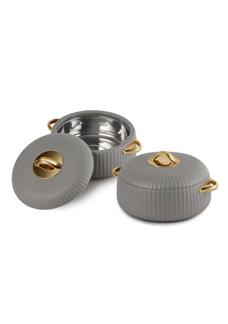 CELLO Aurum Insulated Casserole Hot Pot Box Pcs Grey | 1000 ml | 33.8 fl oz | 2-Piece Set - Indya