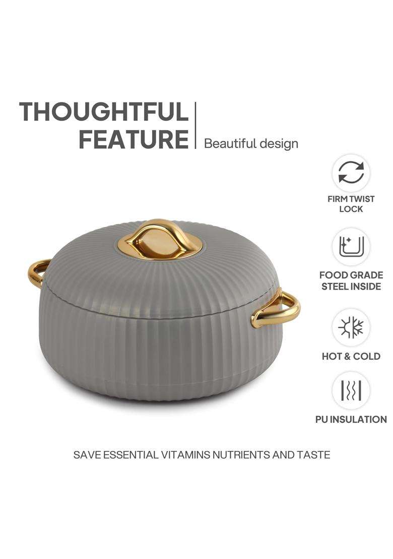 CELLO Aurum Insulated Casserole Hot Pot Box Pcs Grey | 1000 ml | 33.8 fl oz | 2-Piece Set - Indya