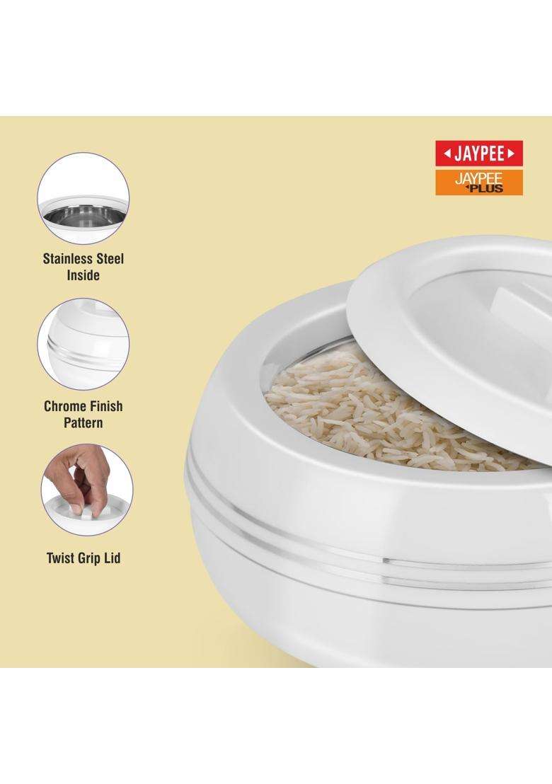 JAYPEE Palazio 1200 Inner Stainless Steel Casserole Pu Insulated Lockable Lid Food | 1200 ml | 40.6 fl oz | Food Safe | Rust Resistant - Indya