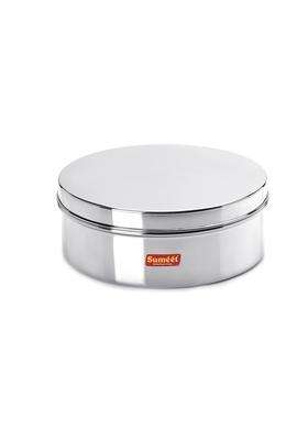 Sumeet Stainless Steel Flat Canister Puri Dabba Storage Container | 1.2 L | 1.3 Qt | 17 cm | 6.7 Inch