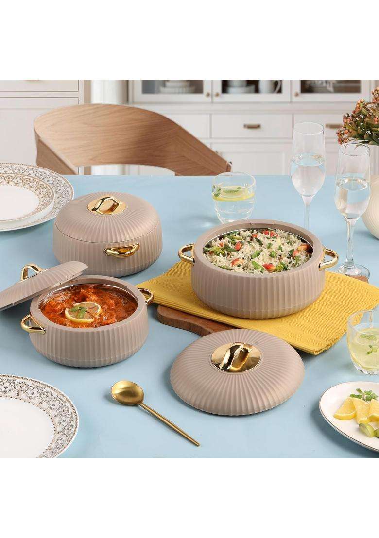 CELLO Aurum Insulated Casserole Hot Pot Box Pcs | 1000 ml | 33.8 fl oz | 3-Piece Set - Indya