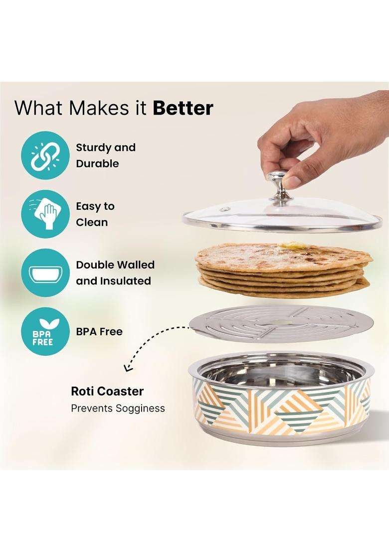 The Better Home Stainless Steel Insulated Casserole for Roti | 1.5 L | 1.6 Qt - Indya