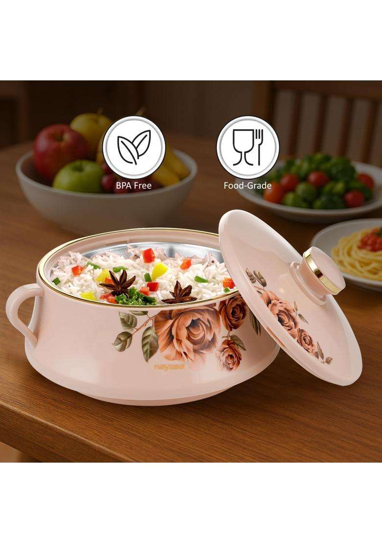 Nayasa Lorenzo Insulated Inner Stainless Steel Casserole | 500 ml | 16.9 fl oz | 3-Piece Set - Indya