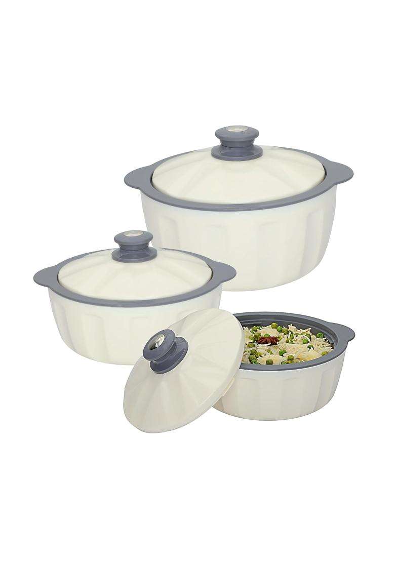JAYPEE Hotfeast Inner Stainless Steel Casserole with Lockable Lid | 1500 ml | 50.7 fl oz | 3-Piece Set | BPA Free | Food Safe - Indya