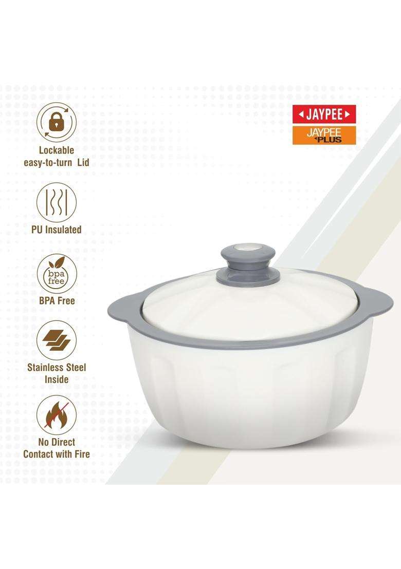 JAYPEE Hotfeast Inner Stainless Steel Casserole with Lockable Lid | 1500 ml | 50.7 fl oz | 3-Piece Set | BPA Free | Food Safe - Indya