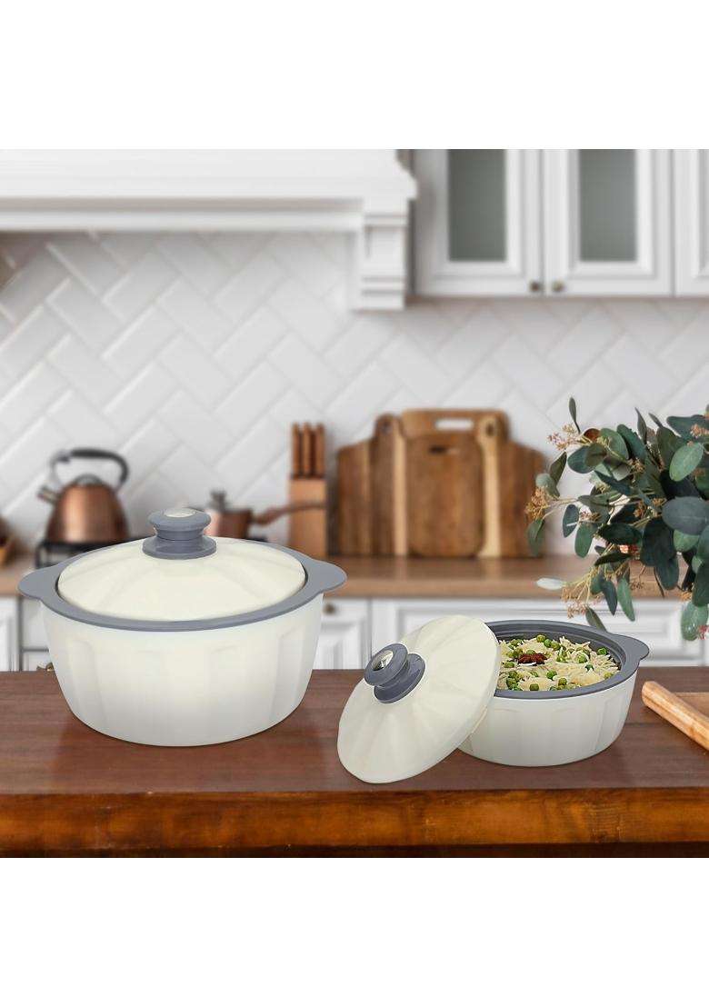 JAYPEE Hotfeast Inner Stainless Steel Casserole with Lockable Lid | 1500 ml | 50.7 fl oz | 3-Piece Set | BPA Free | Food Safe - Indya