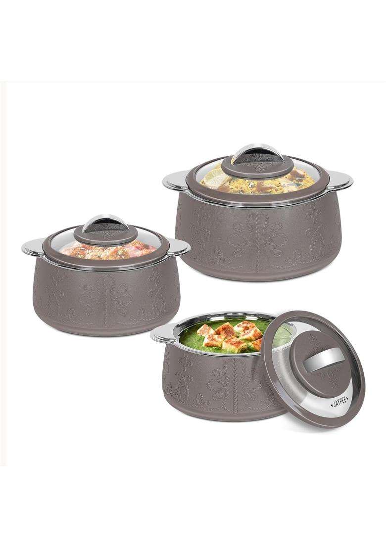 Jaypee Plus Jaypee Fabrene Serving Set Casserole PUF Insulated | 2000 ml | 67.6 fl oz | 3-Piece Set - Indya