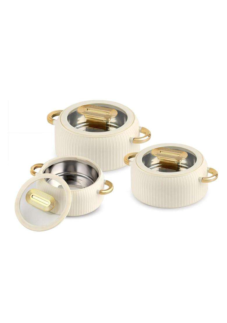 CELLO Castella Deluxe Insulated Steel Casserole Case Pcs | 1000 ml | 33.8 fl oz | 3-Piece Set - Indya