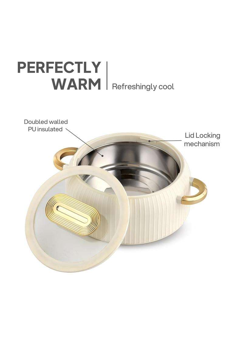 CELLO Castella Deluxe Insulated Steel Casserole Case Pcs | 1000 ml | 33.8 fl oz | 3-Piece Set - Indya