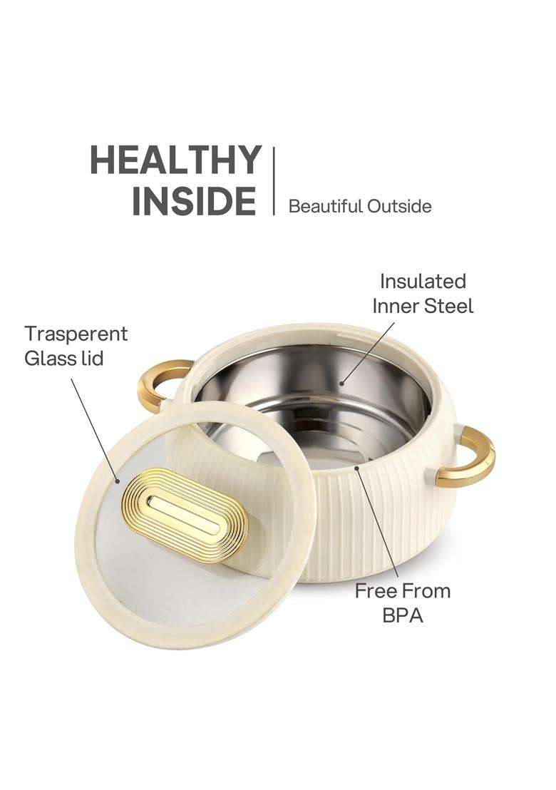 CELLO Castella Deluxe Insulated Steel Casserole Case Pcs | 1000 ml | 33.8 fl oz | 3-Piece Set - Indya