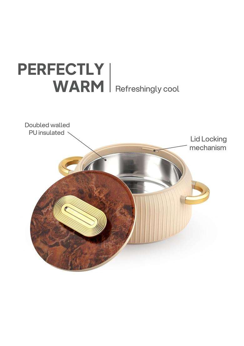 CELLO Castella Insulated Steel Casserole Pcs | 1000 ml | 33.8 fl oz | 3-Piece Set - Indya