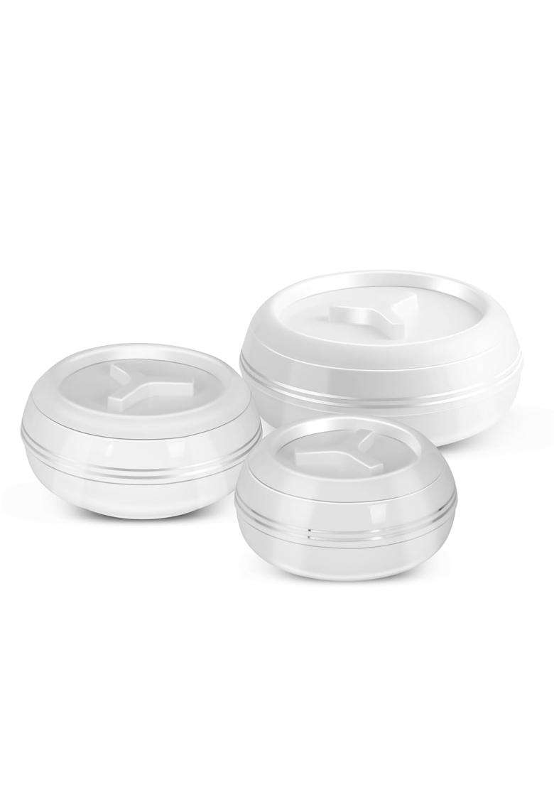 JAYPEE Teen Bhoj Inner Stainless Steel Casserole | 1200 ml | 40.6 fl oz | 3-Piece Set | BPA Free | Food Safe | Rust Resistant - Indya