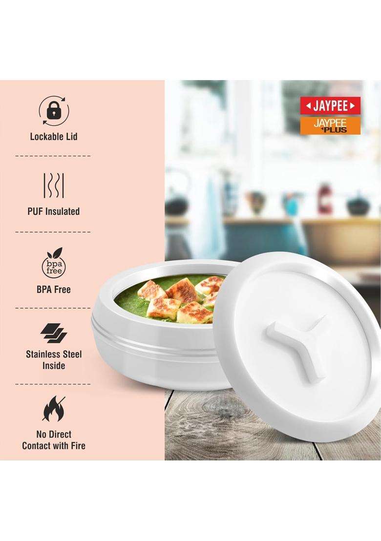 JAYPEE Teen Bhoj Inner Stainless Steel Casserole | 1200 ml | 40.6 fl oz | 3-Piece Set | BPA Free | Food Safe | Rust Resistant - Indya