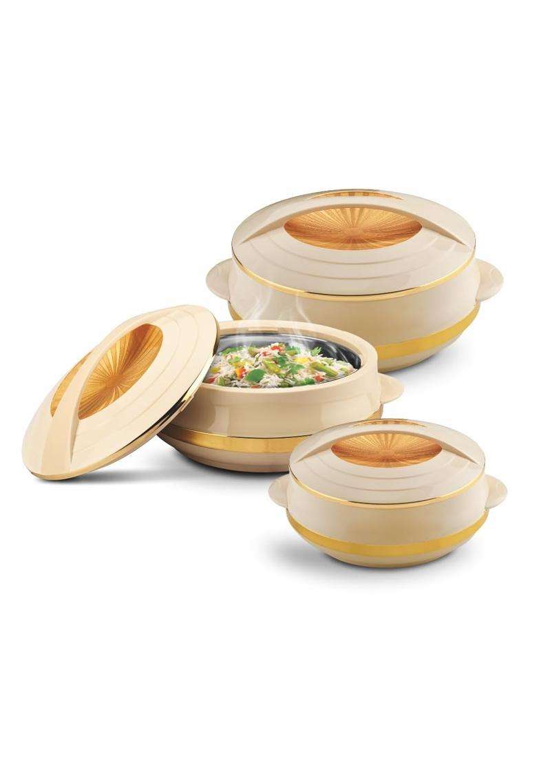 ASIAN Olympic Inner Steel Casserole | 2500 ml | 84.5 fl oz | 3-Piece Set | BPA Free | Insulated - Indya