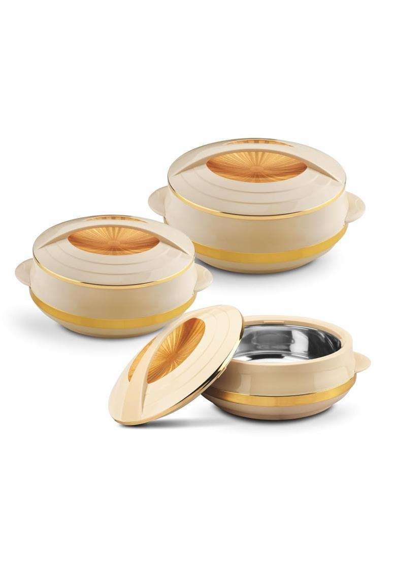 ASIAN Olympic Inner Steel Casserole | 2500 ml | 84.5 fl oz | 3-Piece Set | BPA Free | Insulated - Indya