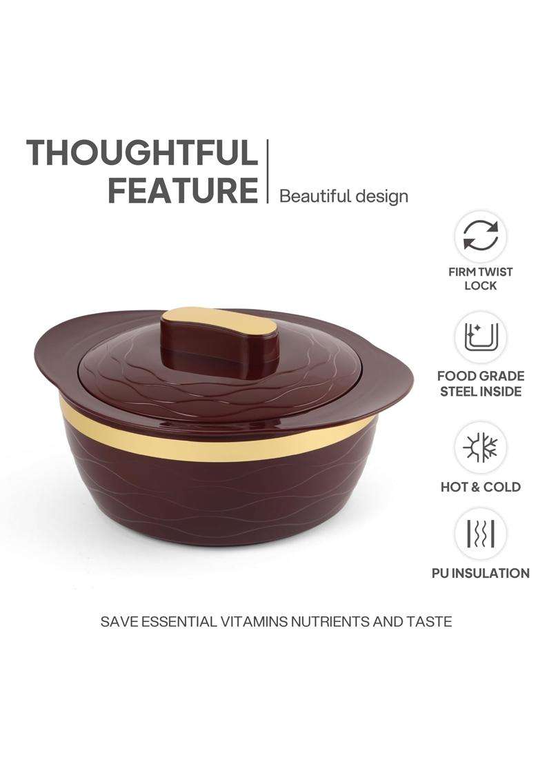 CELLO Gold Crust Insulated Casserole | 500 ml | 16.9 fl oz | 3-Piece Set - Indya