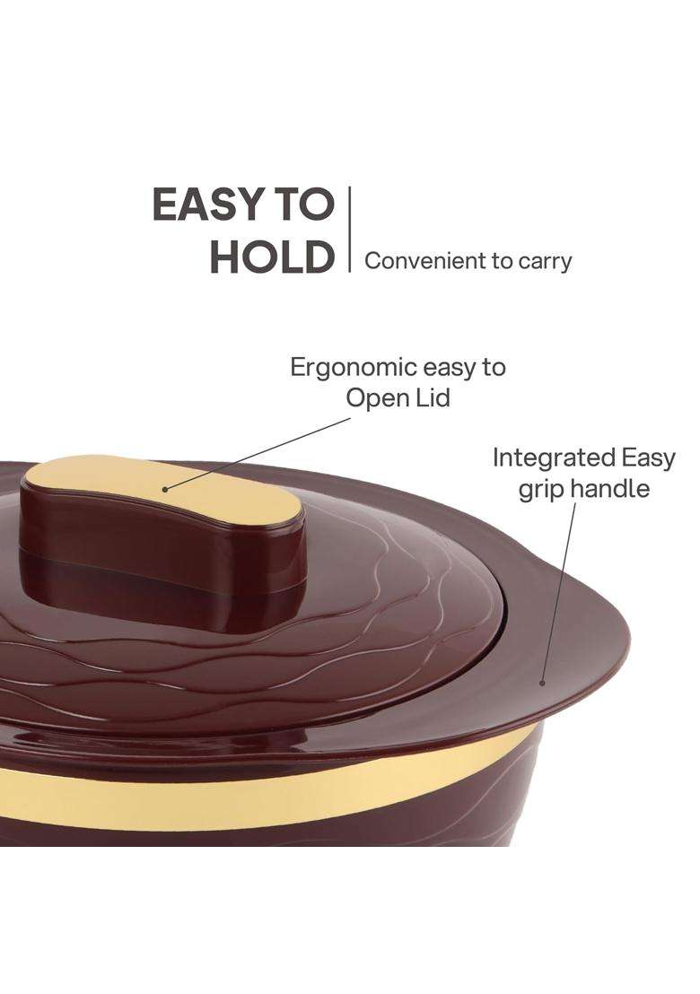 CELLO Gold Crust Insulated Casserole | 500 ml | 16.9 fl oz | 3-Piece Set - Indya
