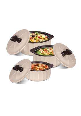 JAYPEE Micro Smart Inner Stainless Steel Serving Casserole | 2000 ml | 67.6 fl oz | 3-Piece Set | BPA Free | Microwave Safe