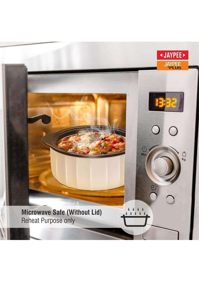 JAYPEE Micro Smart Inner Stainless Steel Serving Casserole | 2000 ml | 67.6 fl oz | 3-Piece Set | BPA Free | Microwave Safe - Indya