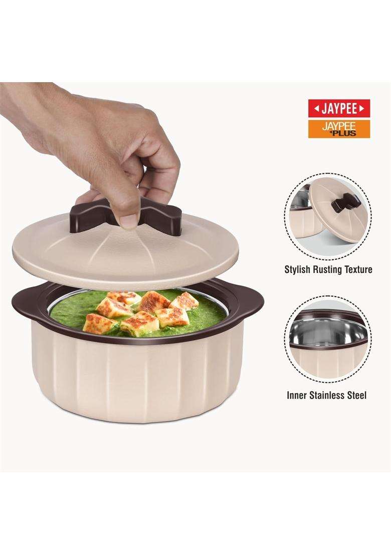 JAYPEE Micro Smart Inner Stainless Steel Serving Casserole | 2000 ml | 67.6 fl oz | 3-Piece Set | BPA Free | Microwave Safe - Indya