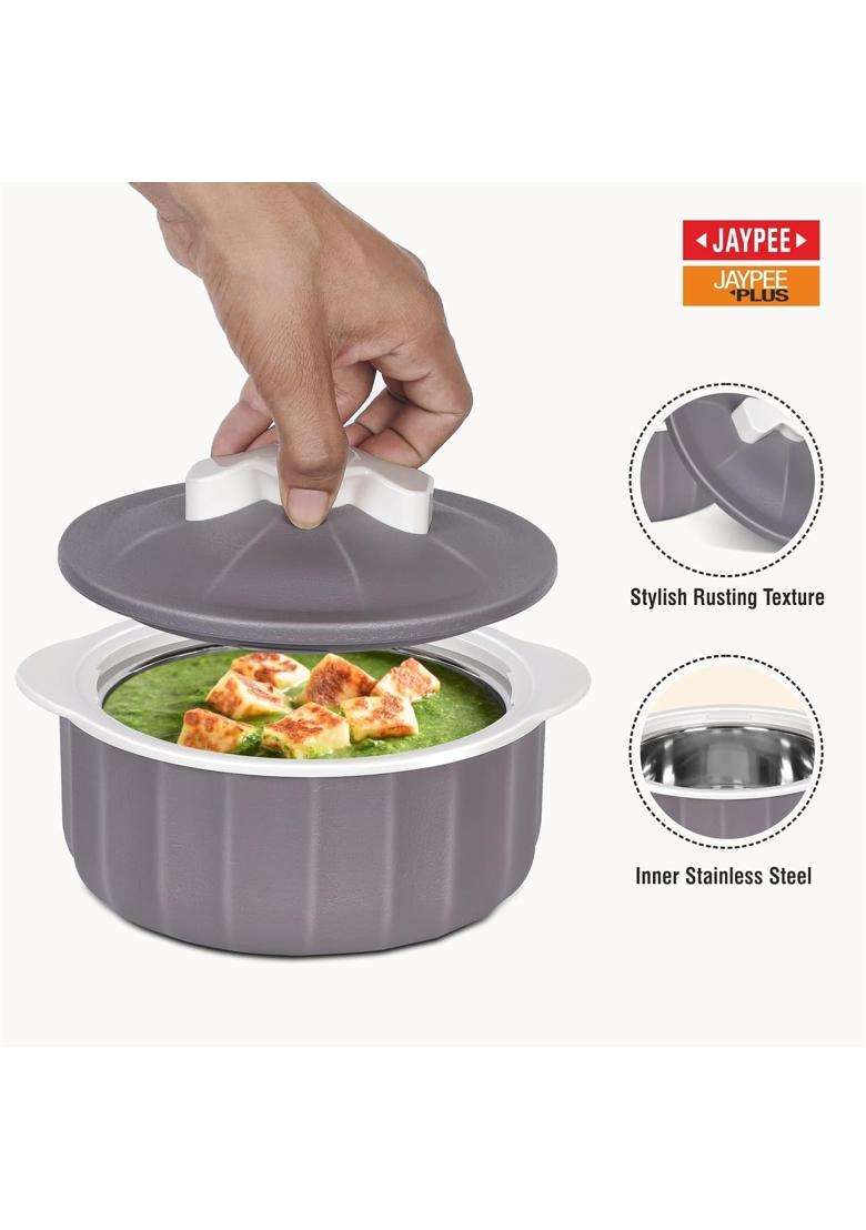 Jaypee Plus Jaypee Micro Smart Inner Stainless Steel Serving Casserole Set with Stylish | 1000 ml | 33.8 fl oz | BPA Free | Microwave Safe - Indya