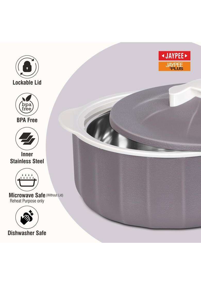 Jaypee Plus Jaypee Micro Smart Inner Stainless Steel Serving Casserole Set with Stylish | 1000 ml | 33.8 fl oz | BPA Free | Microwave Safe - Indya