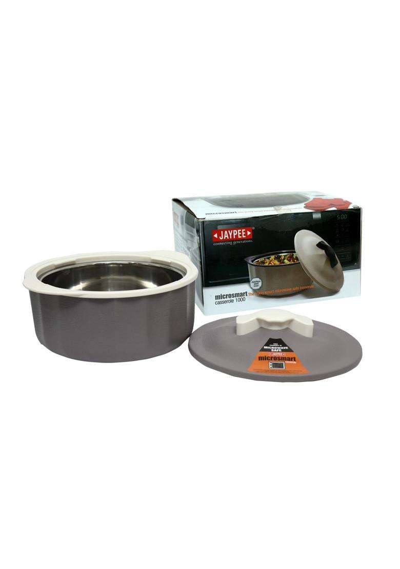 Jaypee Plus Jaypee Micro Smart Inner Stainless Steel Serving Casserole Set with Stylish | 1000 ml | 33.8 fl oz | BPA Free | Microwave Safe - Indya